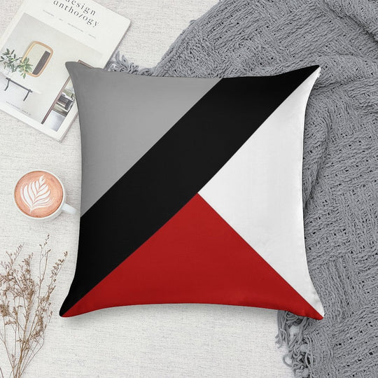 Black Diagonal Stripe with Triangles Soft Warmth Comfort Throw Pillow