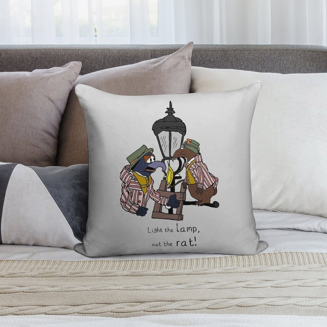 Light The Lamp, Not The Rat! (with Full Lamp Post) Soft Style Accent Throw Pillow