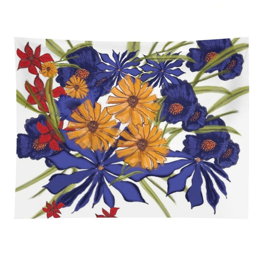 Bold Botanical Symphony – Abstract Floral Digital Art Tapestry