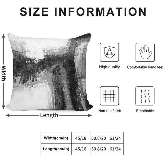 Black White Abstract Soft Shrink-Resistant Throw Pillow