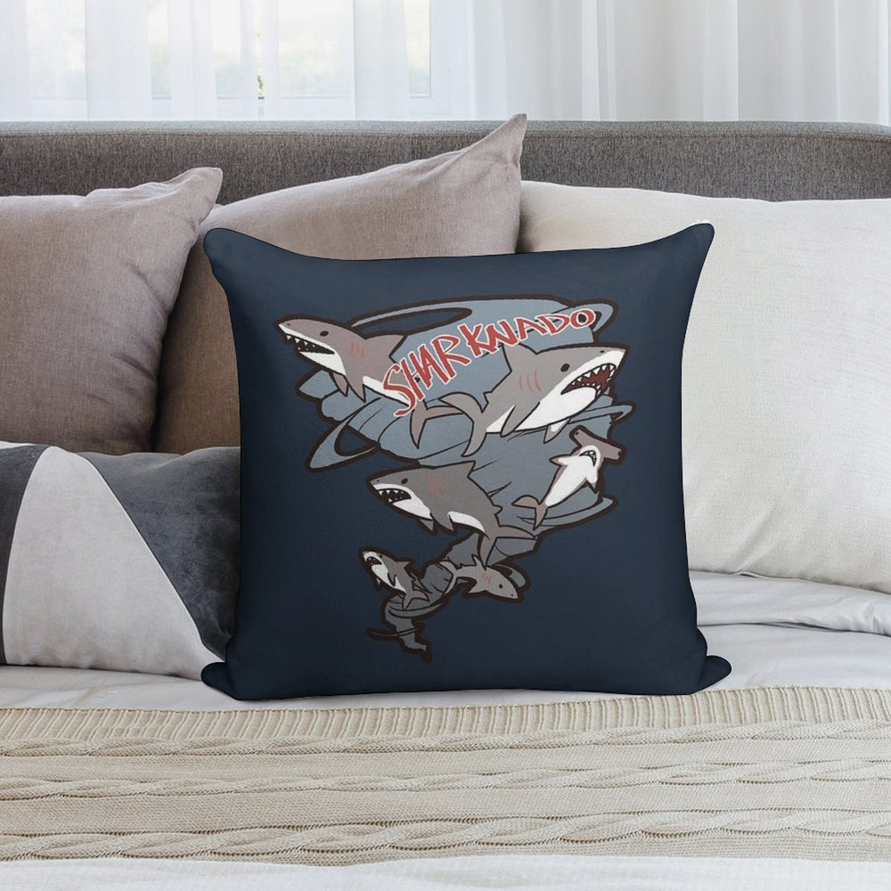 Cute Sharknado Soft Multiple Sizes Throw Pillow