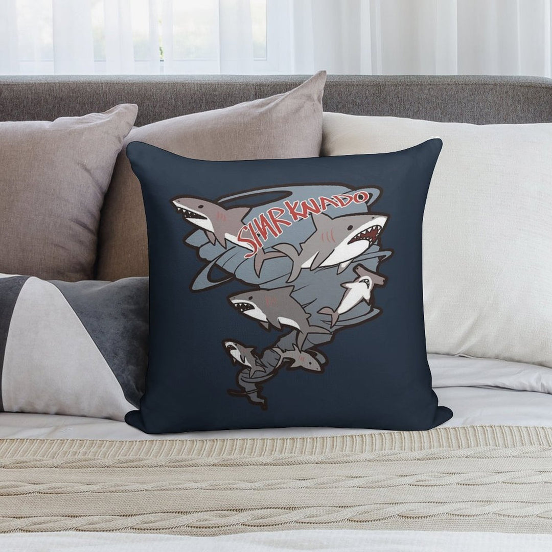 Cute Sharknado Soft Multiple Sizes Throw Pillow