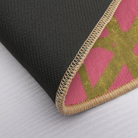 Bright Pink And Gold Geometric Luxe  Fade-Resistant Bath Mat