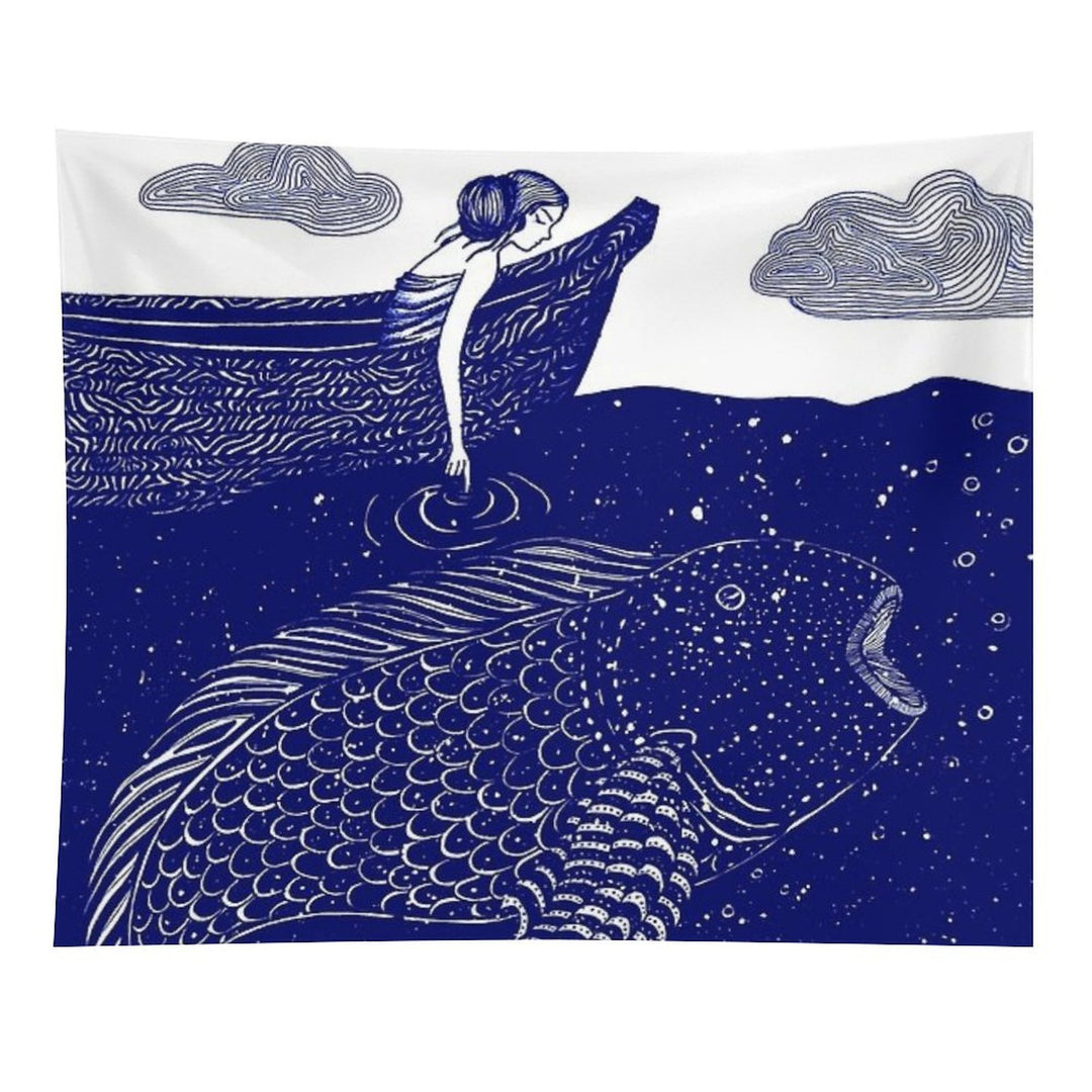 The Blue Shimmering Sea Lights Tapestry