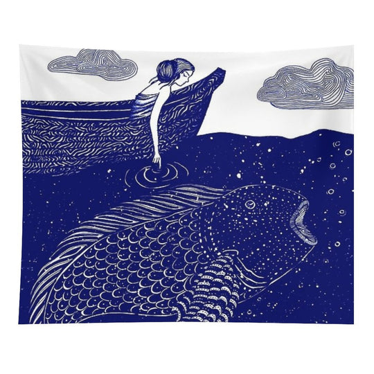 The Blue Shimmering Sea Lights Tapestry