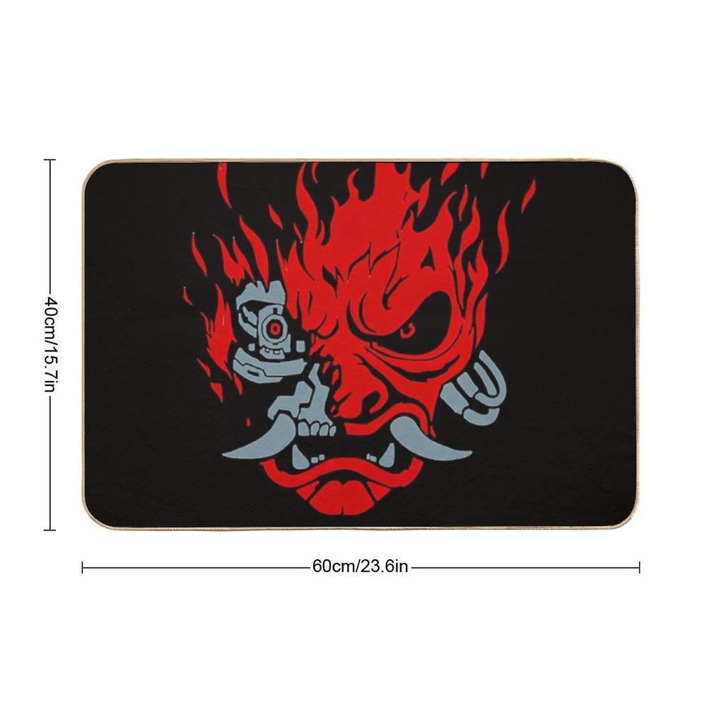 Vintage Samurai Retro Japanese Gaming 2077 Art Game Style  Anti-Trip Bath Mat