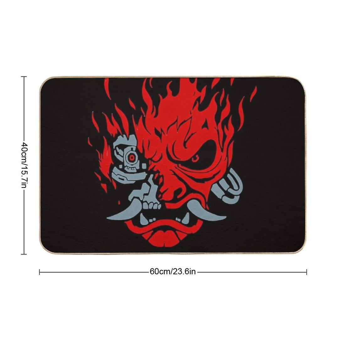 Vintage Samurai Retro Japanese Gaming 2077 Art Game Style  Anti-Trip Bath Mat