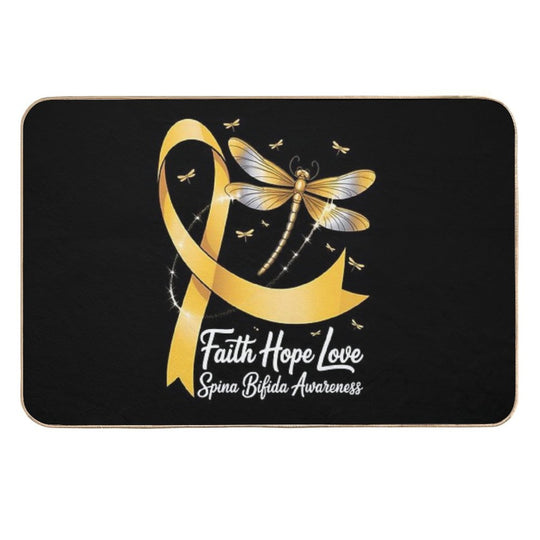 Faith Hope Love Spina Bifida Awareness Dragonfly  Eco-Friendly Bath Mat