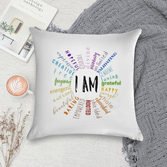Positive Affirmations Mantra Soft Washable Throw Pillow