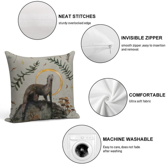 Otter And Her Treasures Soft Home Decor Throw Pillow