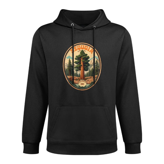 Sequoia National Park Tree Illustration Hiking Retro Badge Versatile Streetwear Hoodie