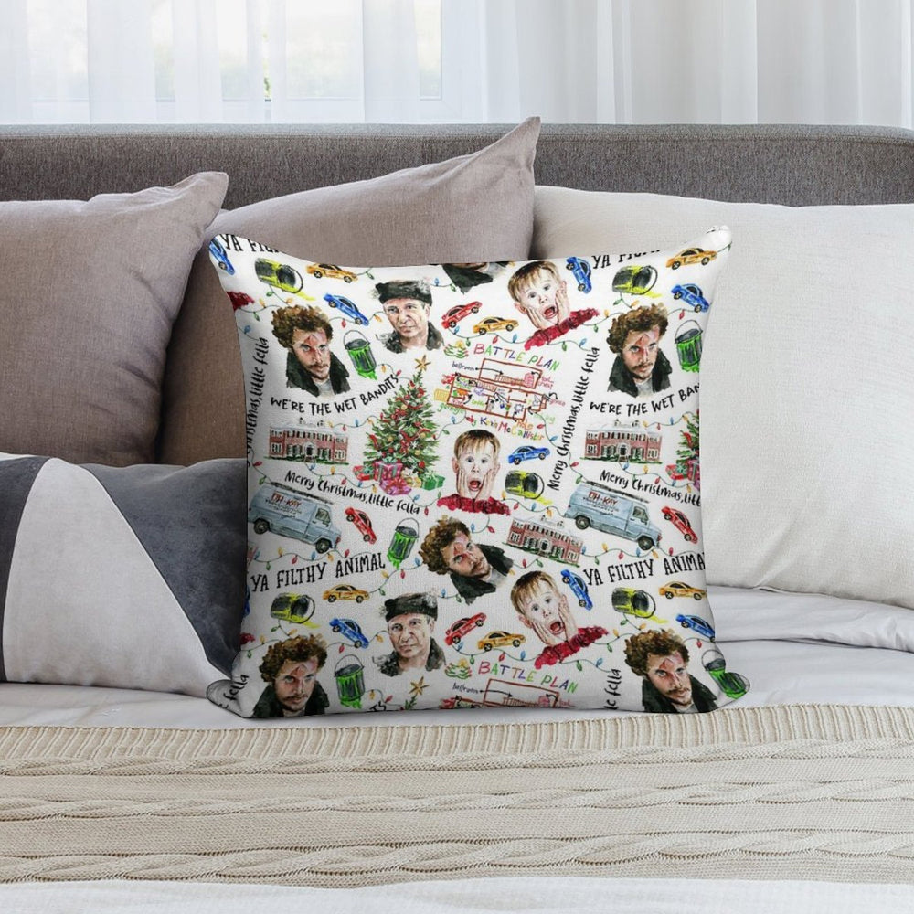 Home Alone Kevin McCallister Christmas Holiday Pattern Soft Skin-Friendly Throw Pillow