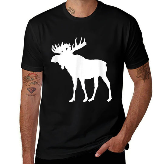 Lovely Christmas Holiday Moose White Silhouette Ts  Odor-resistant T-Shirt