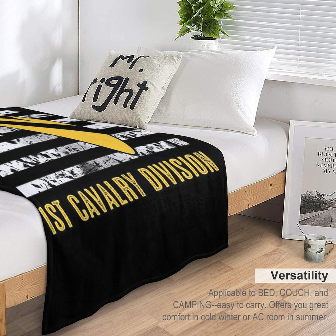 1st Cavalry Division (Distressed Flag) Velvety-soft Throw Blanket