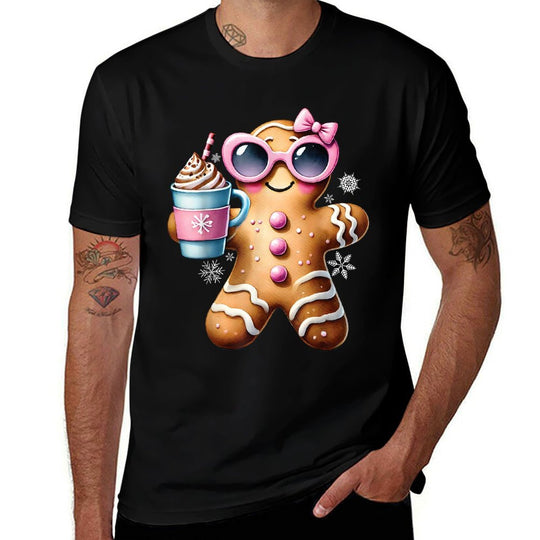 Gingerbread Drinking Hot Chocolate Bougie Women Christmas  Lightweight T-Shirt