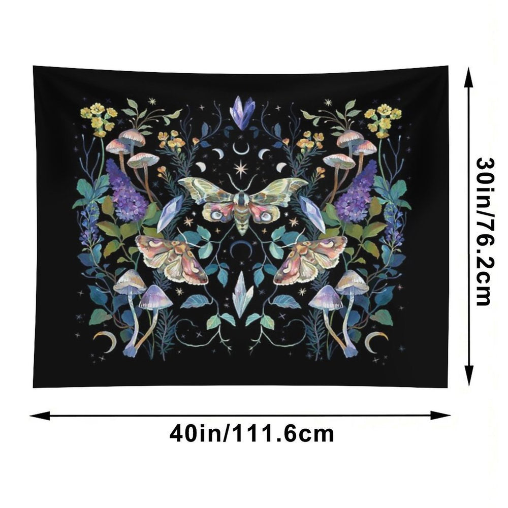 Crystal Moth Mushroom Tapestry