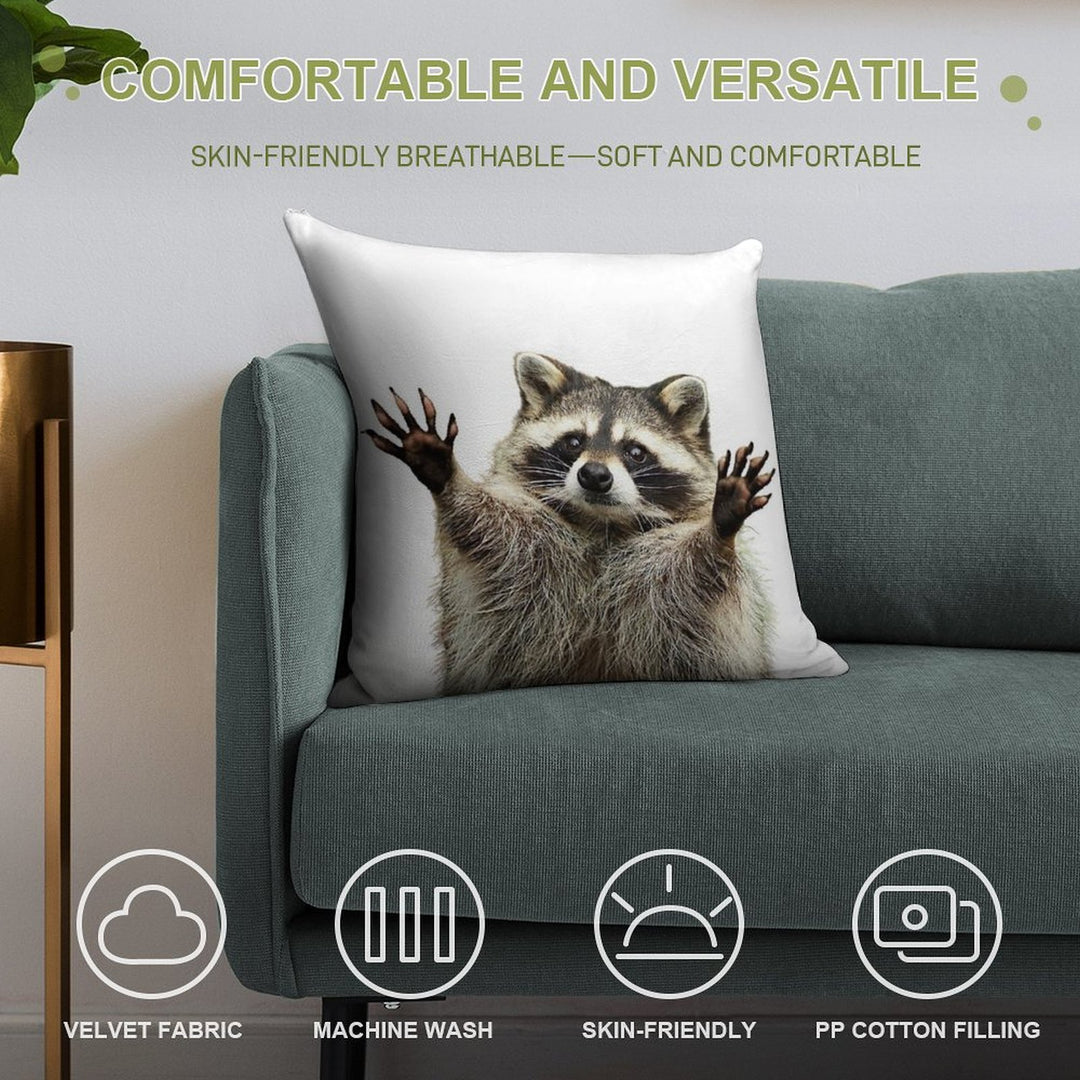 Racoon Soft Skin-Friendly Throw Pillow