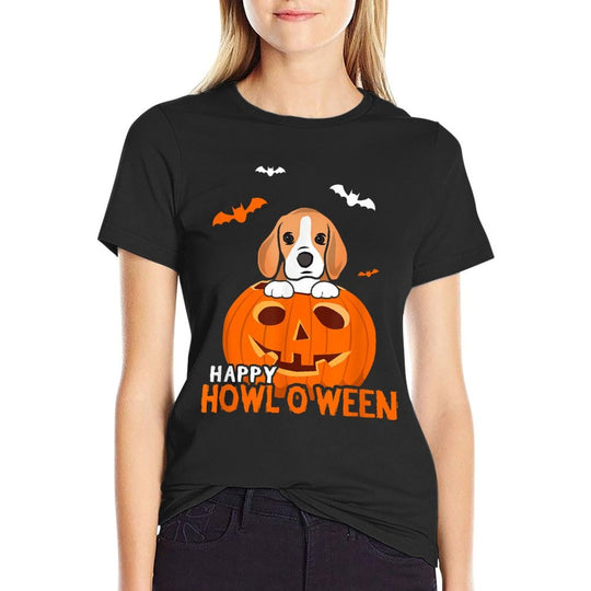 Cute Halloween Beagle Dog Pumpkin Costumes Thanksgiving Men Women Kids  Oversized Silhouette T-Shirt
