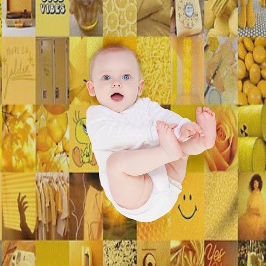 Yellow Vibes Collage Machine-washable Throw Blanket