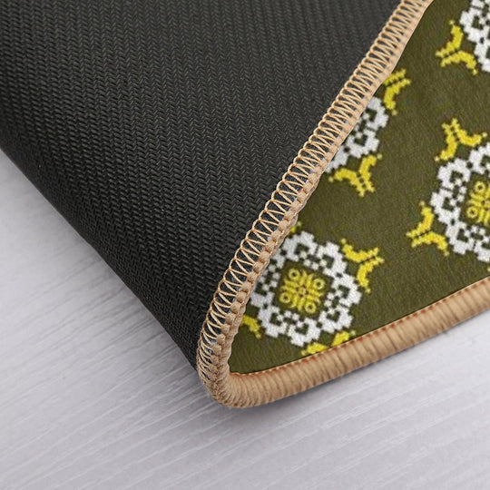 Verdant Harmony — A Dialogue in Diamond And Bloom Pattern Seamless  Versatile Bath Mat