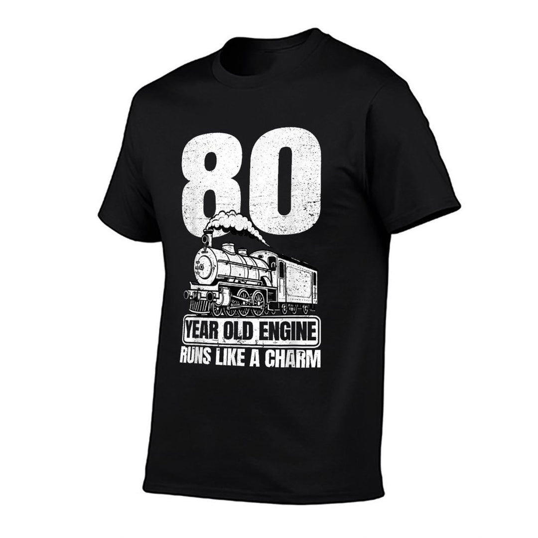 80th Birthday Railroad Locomotive Steam Train  Quick-drying T-Shirt