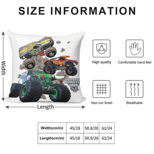 Monster Jam Trucks Soft Reinforced Edging Throw Pillow