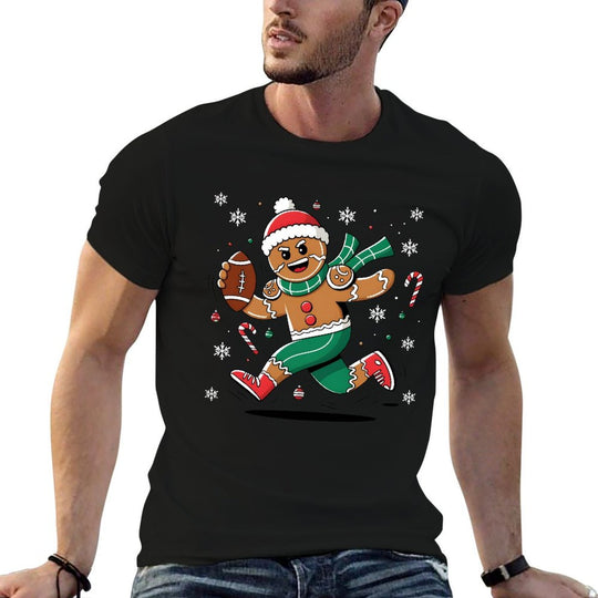 Gingerbread American Football Player Game Day Christmas Fun  Vintage-inspired T-Shirt