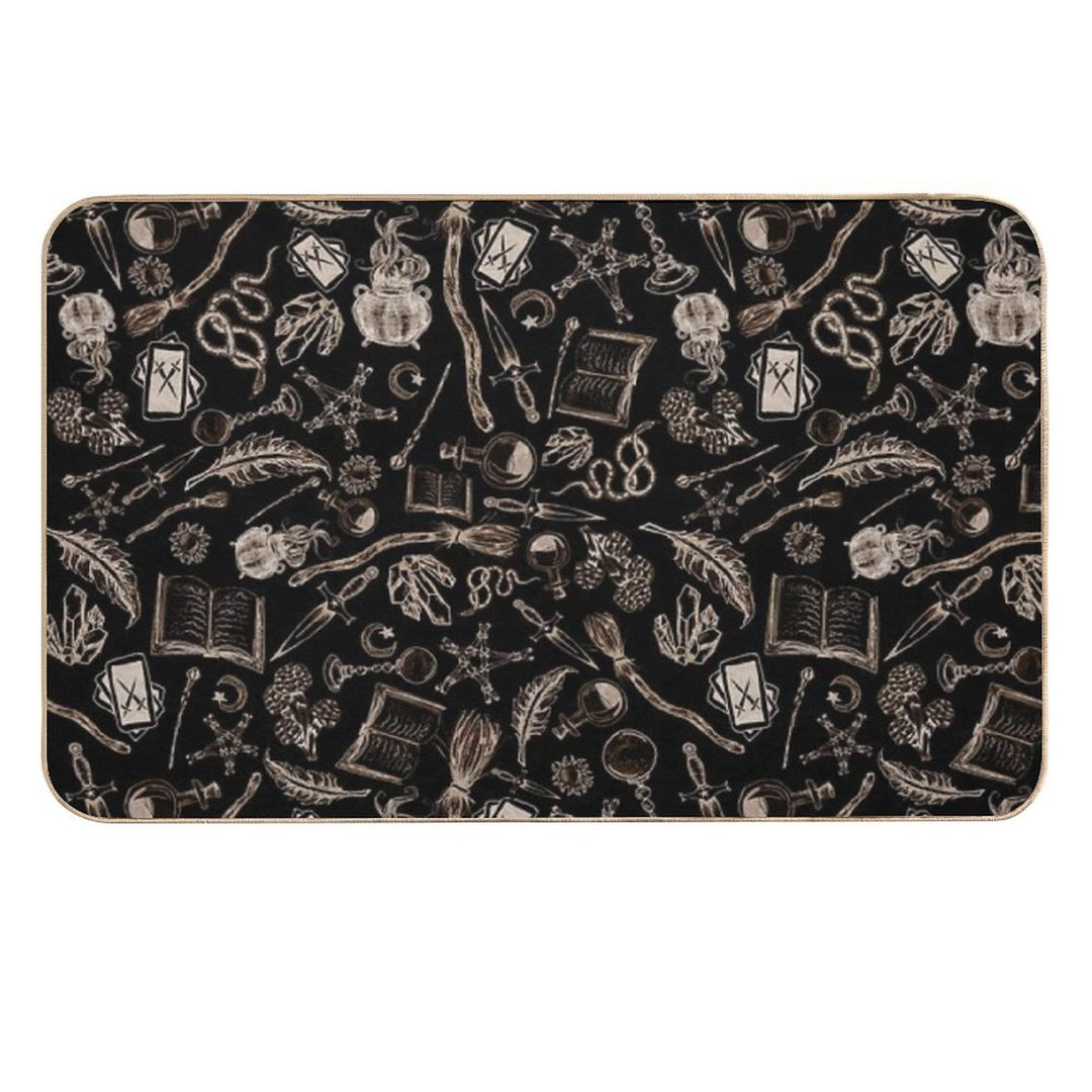 Modern Witches Altar in Black And Gold  Dirt-Trapping Bath Mat