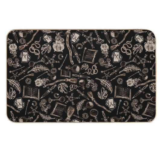 Modern Witches Altar in Black And Gold  Dirt-Trapping Bath Mat