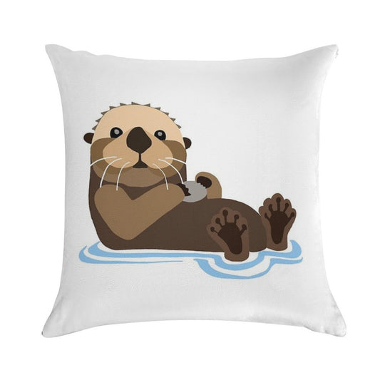 Otter Emoji Soft Decorative Cover Throw Pillow