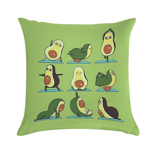 Avocado Yoga Soft Short Plush Fabric Throw Pillow