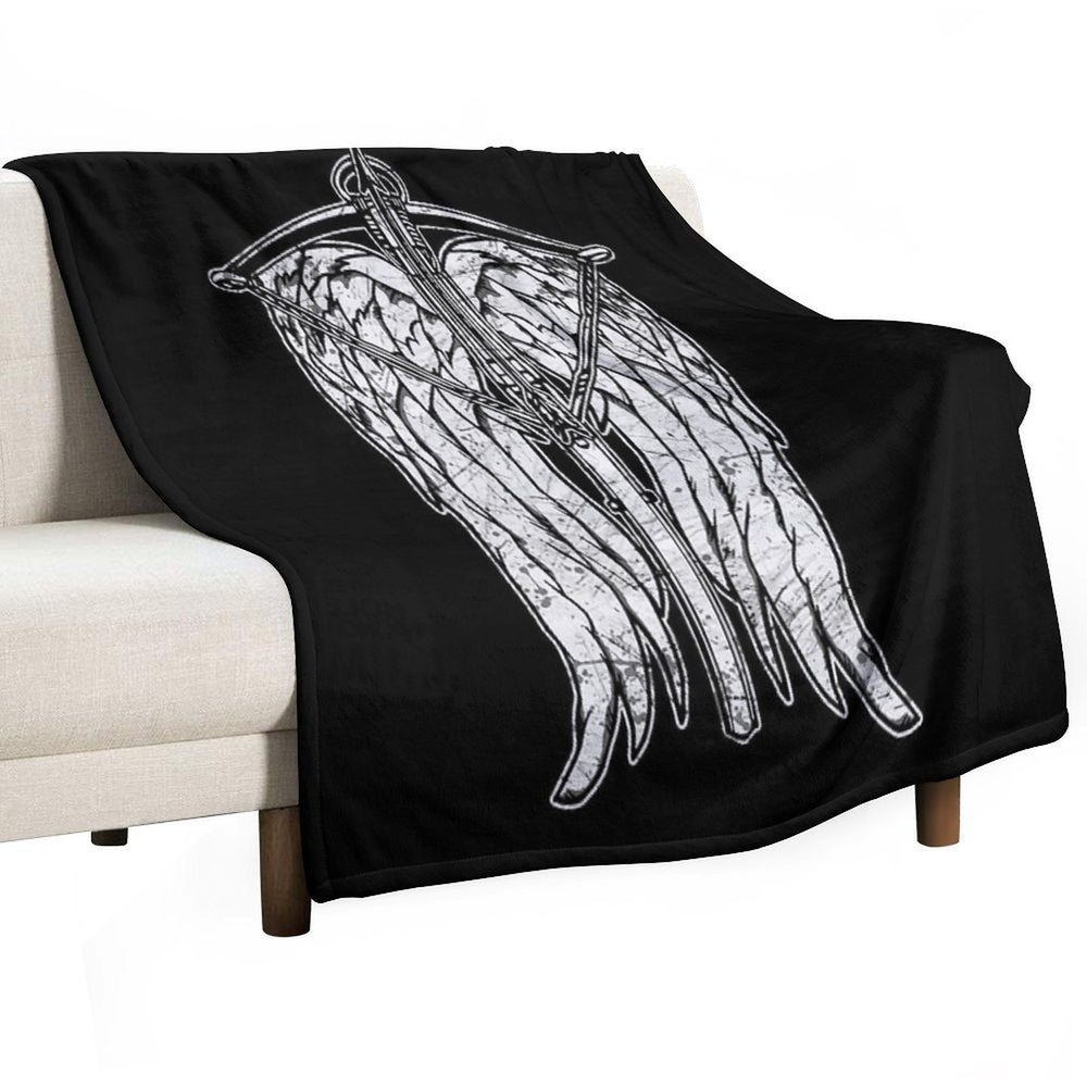 Angel Wings And Crossbow (Dirty) Durable Throw Blanket