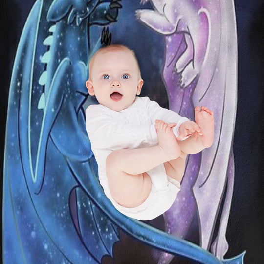 Dragon Heart - Starry Dragons - Toothless And Light Fury Travel-friendly Throw Blanket