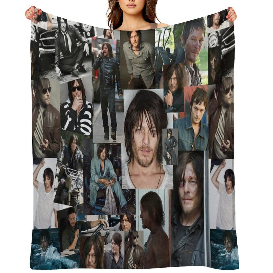 Norman Reedus Fan Made Assorted Random Photo Collage Multi-functional Throw Blanket