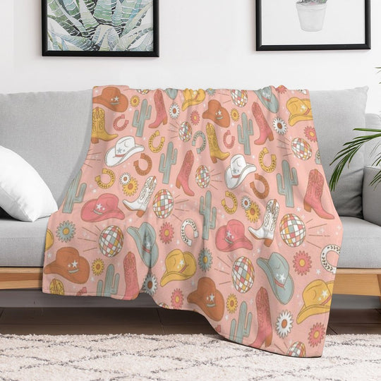 Disco Cowgirl Easy Care Throw Blanket