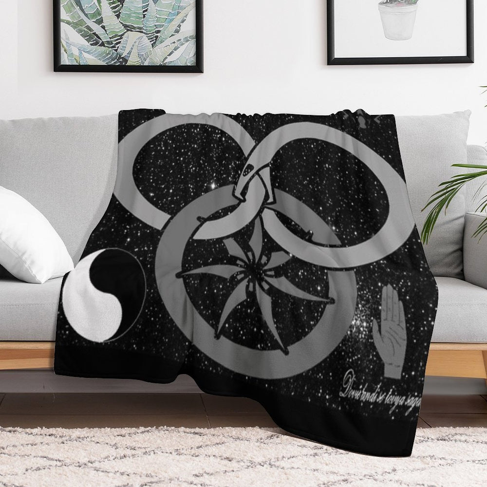 Wheel of Time - Tel'aran'rhiod And Symbols - Black And White Wrinkle-free Throw Blanket
