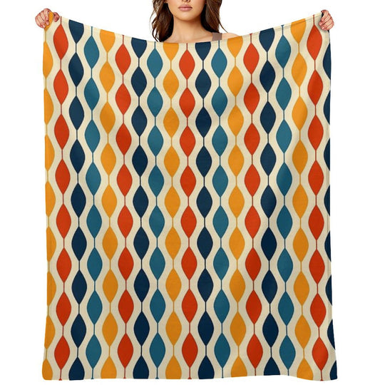 Retro 1970's Mid-Century Pattern Plush Throw Blanket