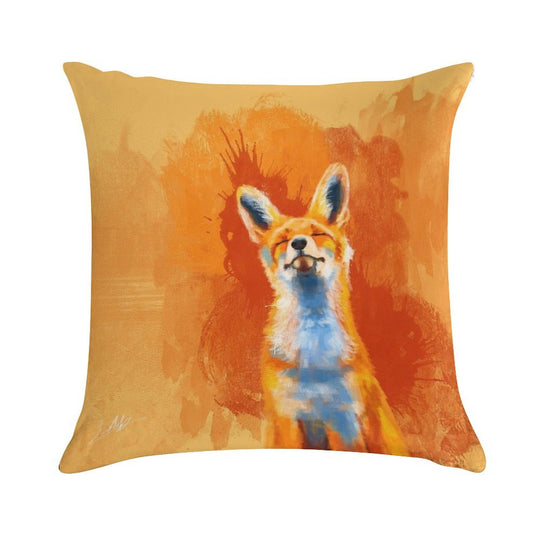 Happy Fox - Fox Illustration, Animal Art, Happiness Soft Washable Throw Pillow