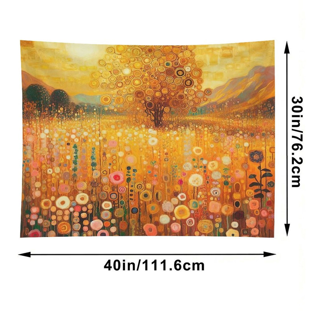 Klimt Flower Garden Gold Tapestry