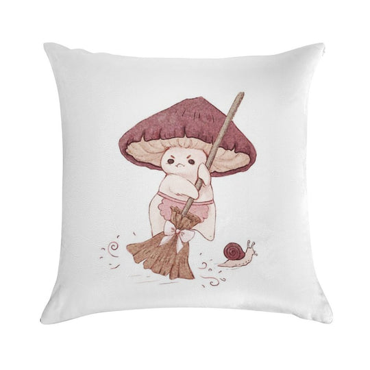 Angy Mushroom Does Not Like to Clean Soft Warmth Comfort Throw Pillow
