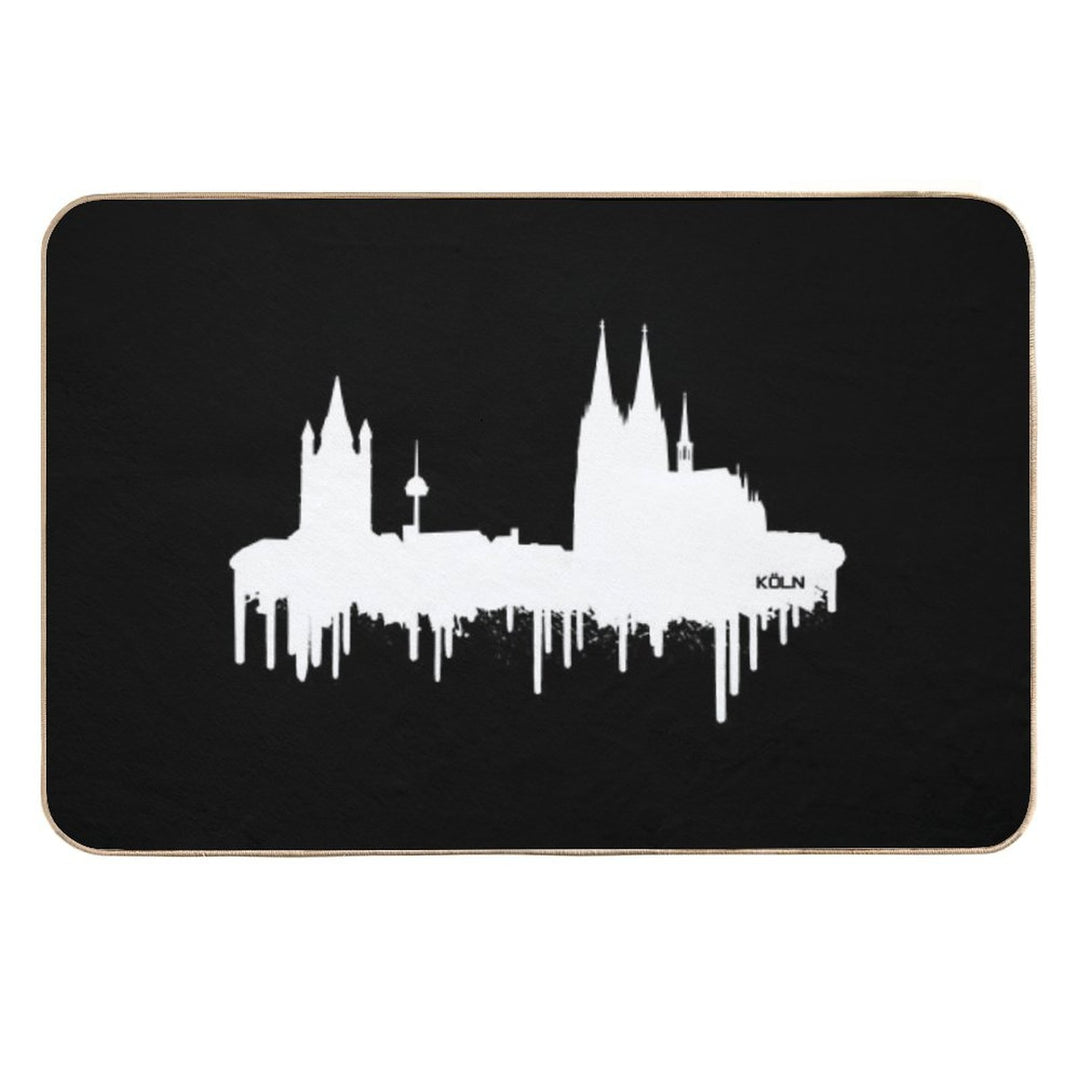 Cologne Skyline - Blur of Color(white)  Long-Lasting Bath Mat