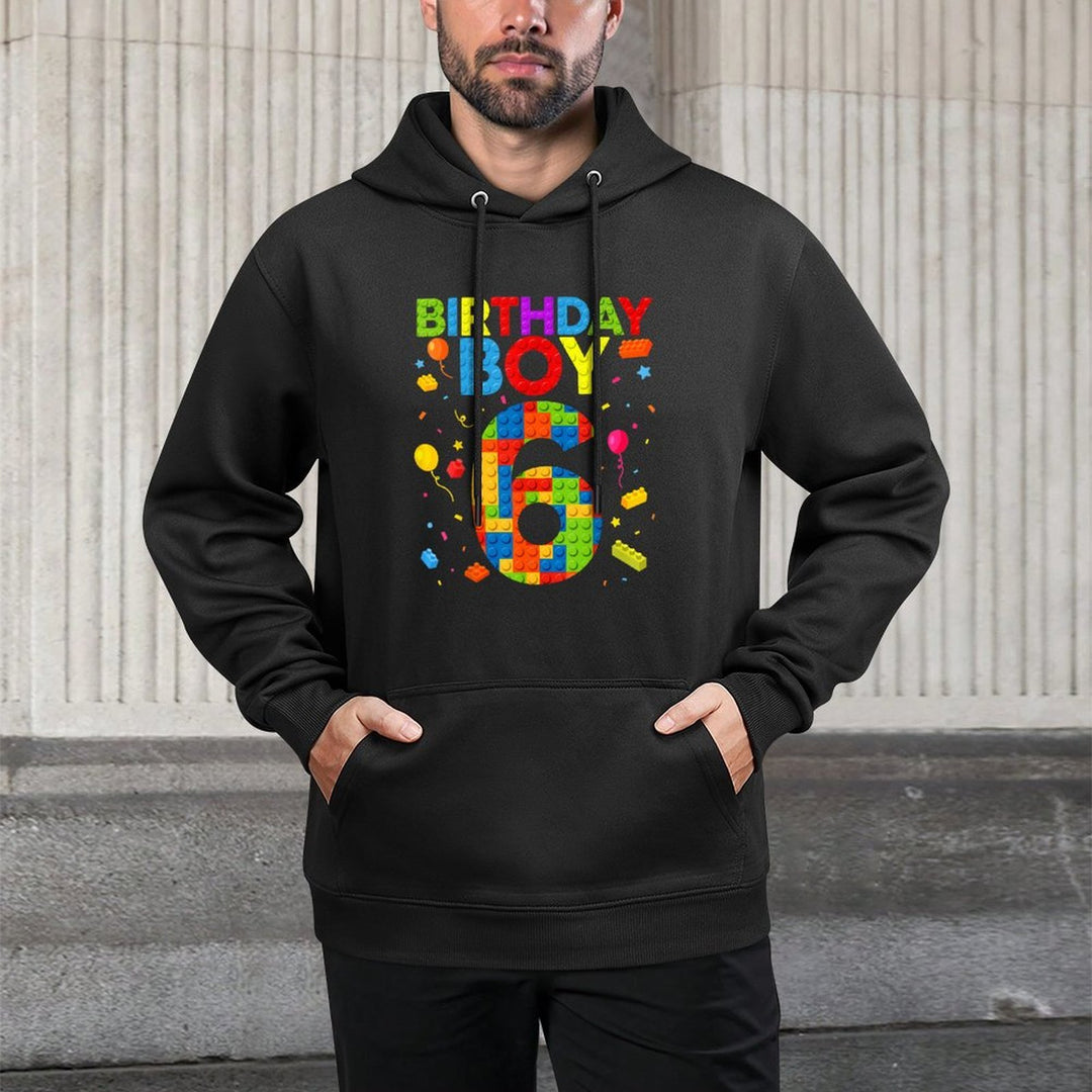 6 Birthday Boy 6 Year Old Building Blocks Unisex Design Hoodie