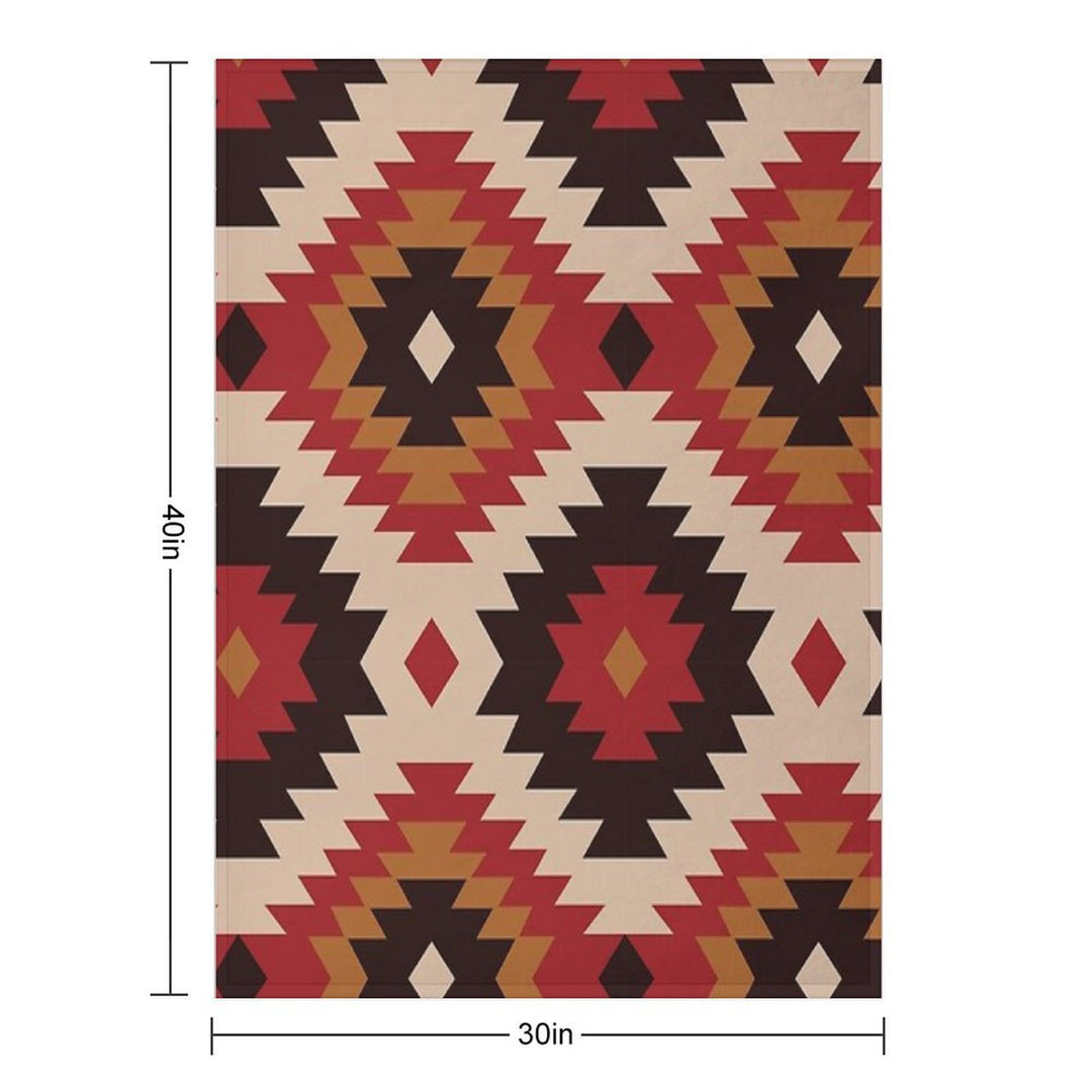 Navajo Red And Mustard Plush Throw Blanket
