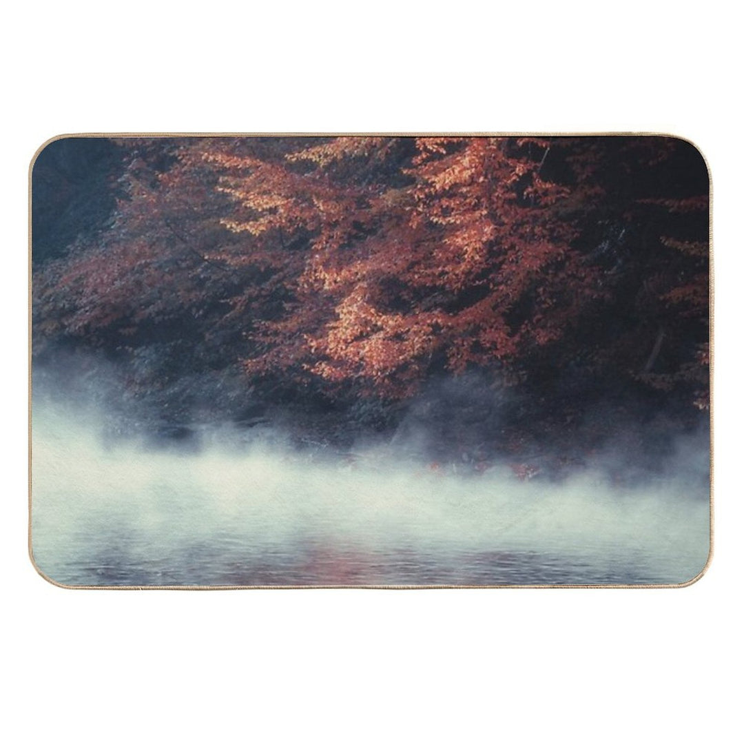 Natures Mirror - Fall at The River  Dirt-Trapping Bath Mat