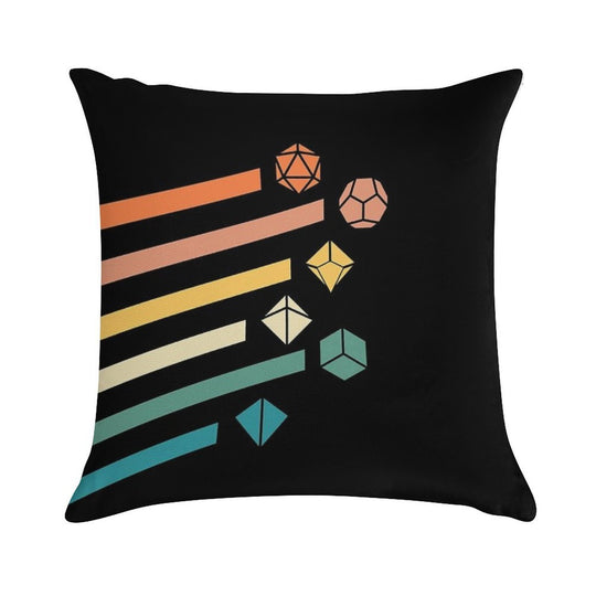 Retro Rainbow Polyhedral Dice Set Colors Tabletop RPG Soft Home Decor Throw Pillow