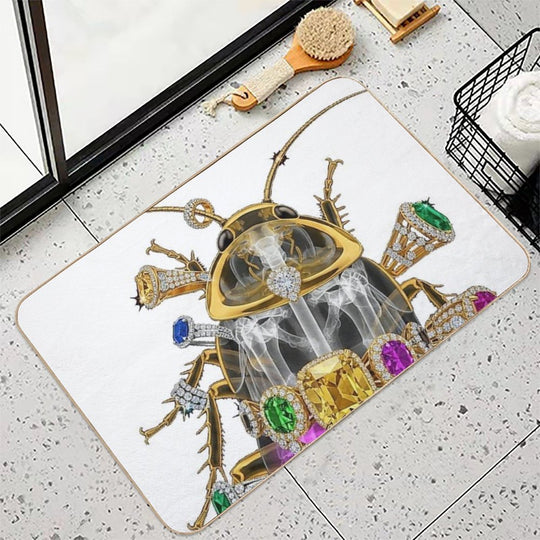 Skeleton Cockroach with Diamonds And Jewels  Odorless Bath Mat