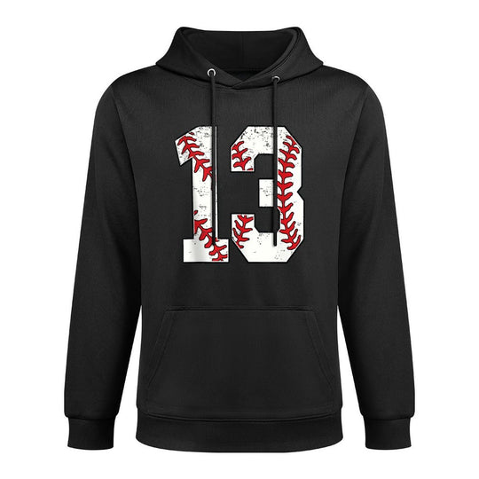 Number #13 Baseball 13 Jersey Number Baseball Lover Cotton-Polyester Blend Hoodie