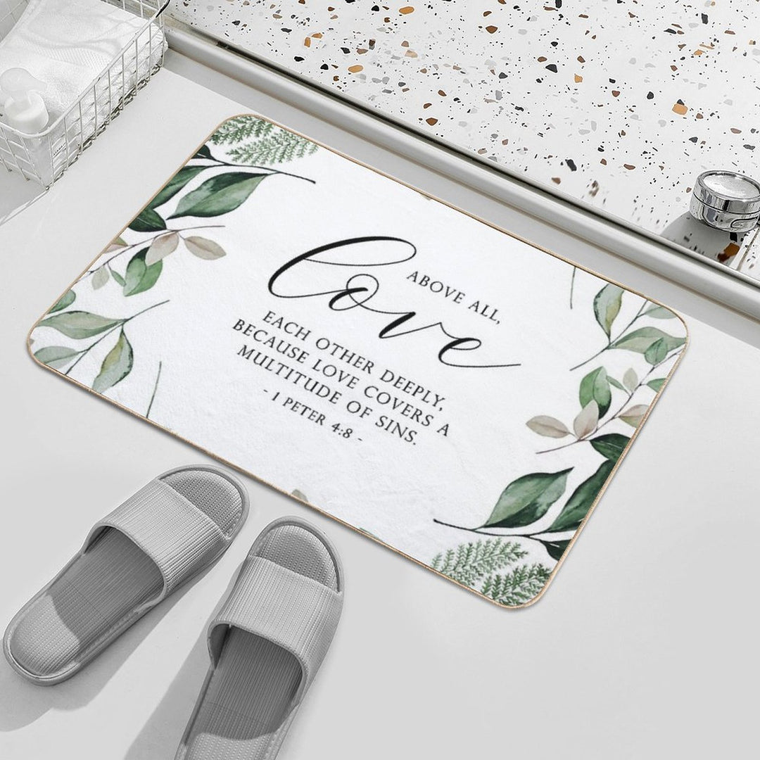 Love Each Other Deeply  Fade-Resistant Bath Mat