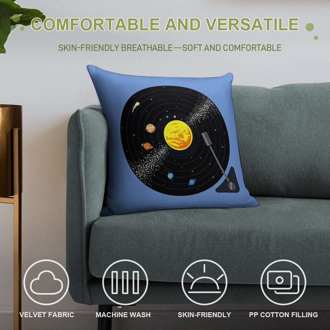 Solar System Vinyl Record Soft Anti-Pilling Throw Pillow