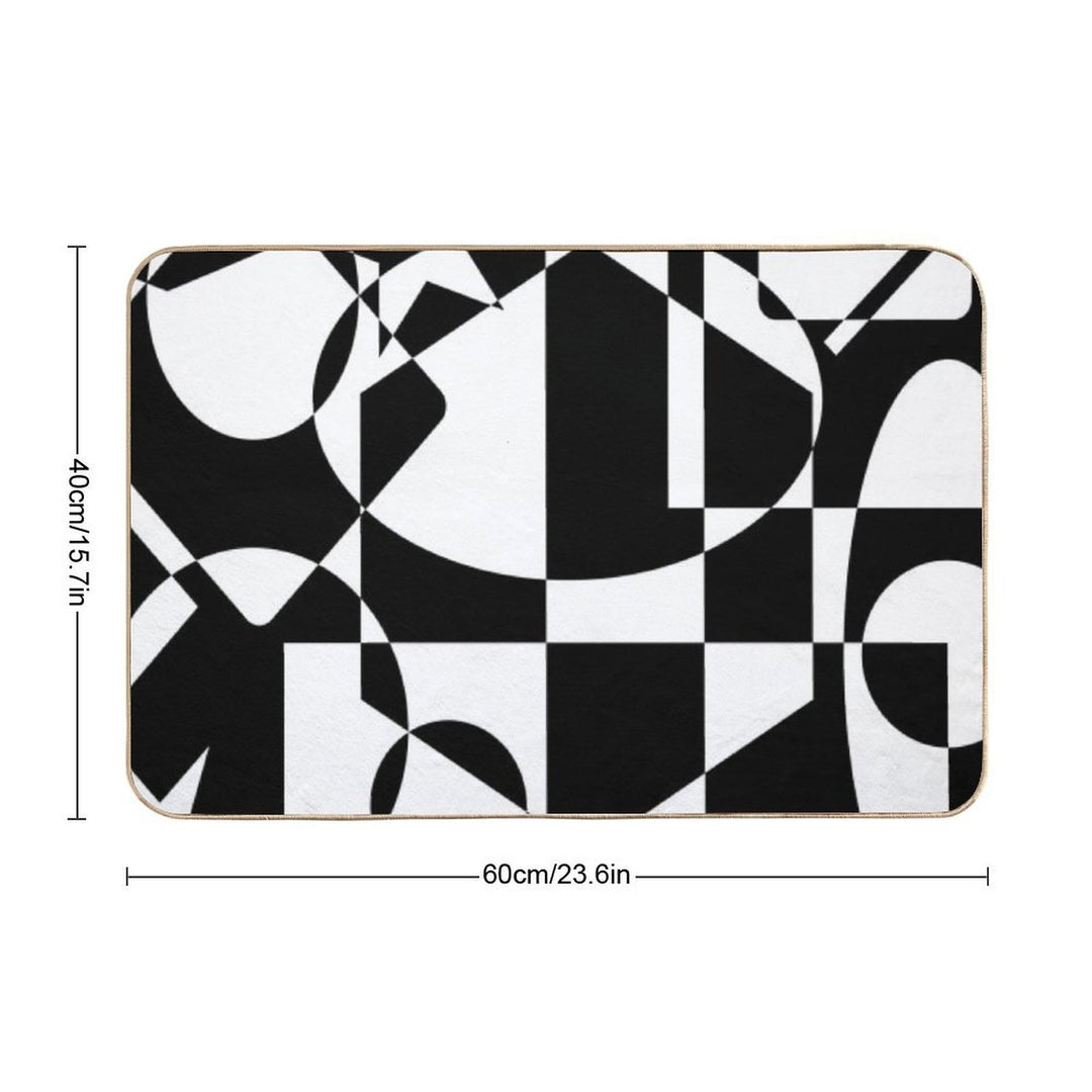 Mid Century Modern Abstract Geometric Shapes - Black White  Easy To Clean Bath Mat